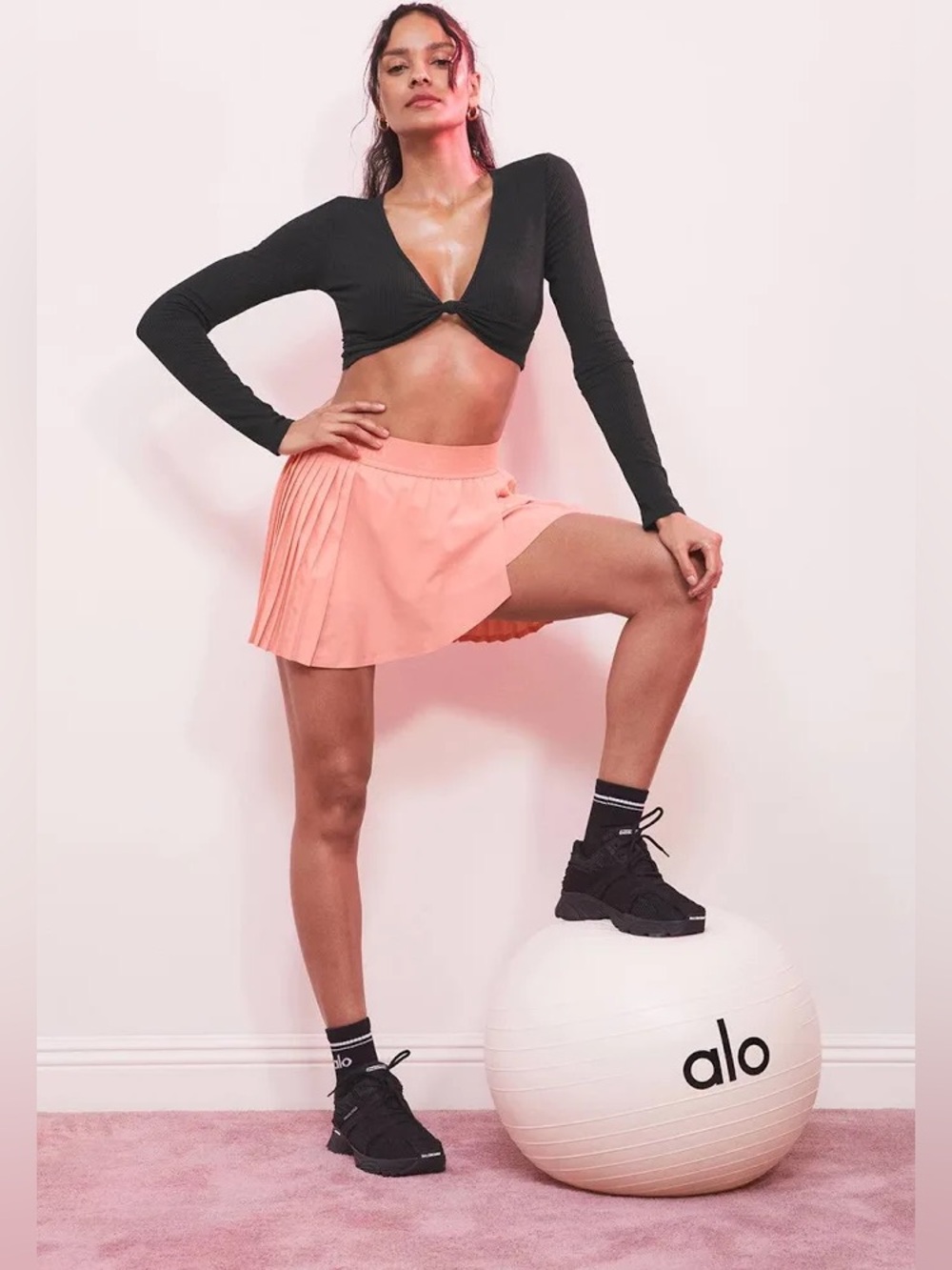 ALO Aces Tennis Skirt Light Coral Pink Size XS